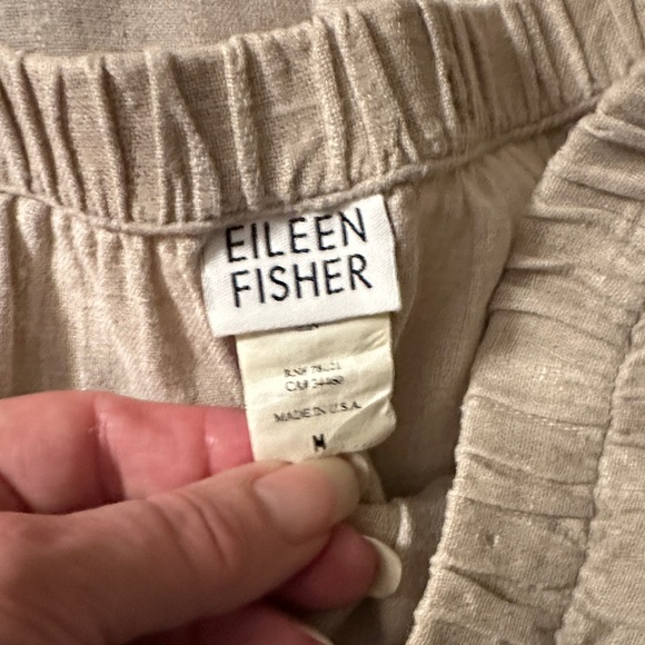 Eileen Fisher Long Linen Skirt Side Slits Elastic Waistband Lagonlook Coastal M - Picture 2 of 7